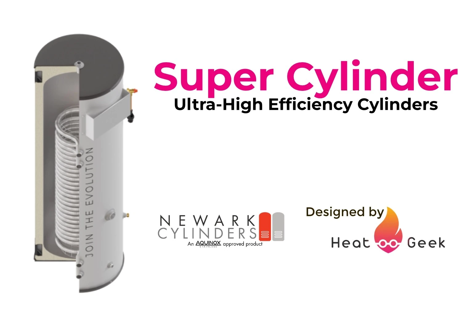 Newark Heat Geek Super Cylinder illustration showing the cylinder casing and internal coils
